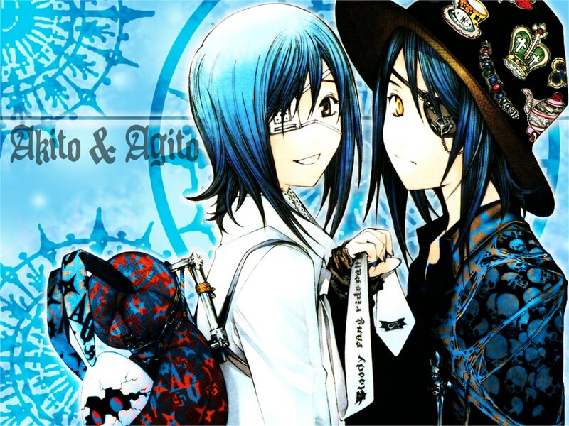 Two Anime Characters — Blue, Dramatic, Manga, Blue Hair, Hat