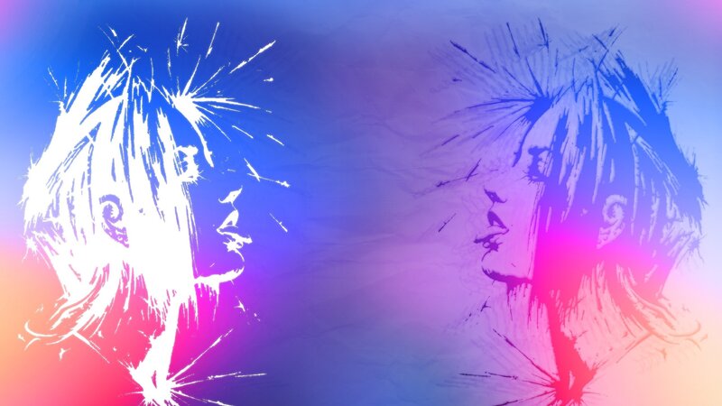 Two Anime Characters — Blue, Dramatic, Manga, Silhouette