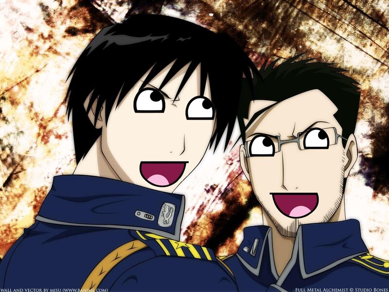 Two Anime Characters — Blue, Dramatic, Military Uniforms, Glasses