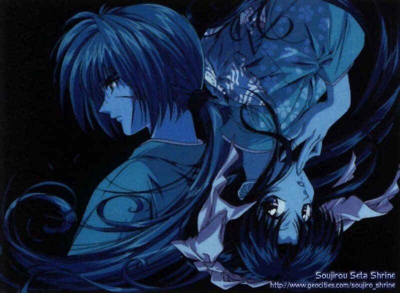 Two Anime Characters — Blue, Dramatic, Night, Blue Hair