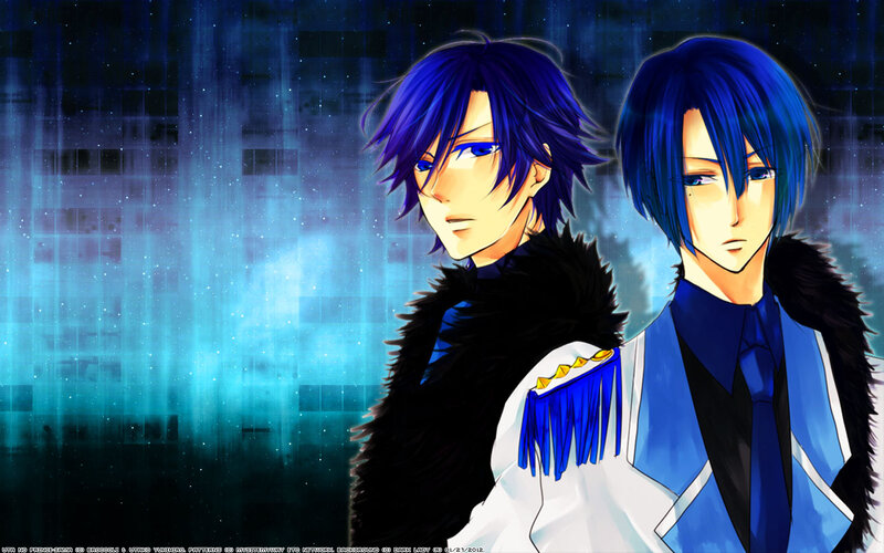 Two Anime Characters — Blue, Dramatic, Night, Blue Hair, Uniforms