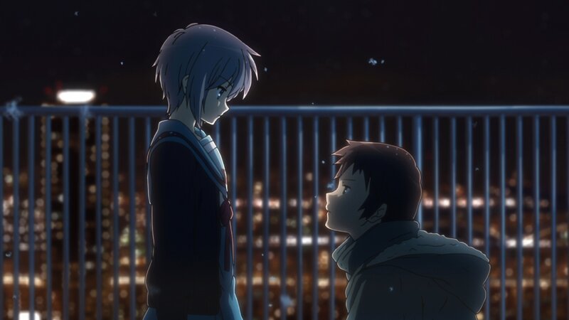 Two Anime Characters — Blue, Dramatic, Night, City Lights