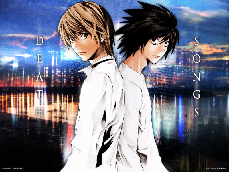 Two Anime Characters — Blue, Dramatic, Night, Cityscape, Back to Back
