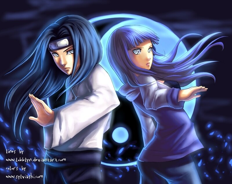 Two Anime Characters — Blue, Dramatic, Night, Digital Art, Moon