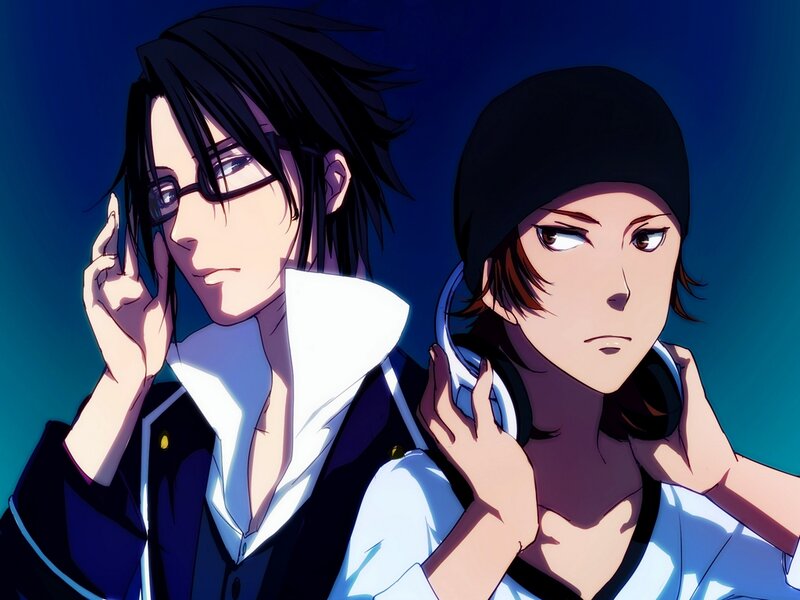 Two Anime Characters — Blue, Dramatic, Night, Glasses