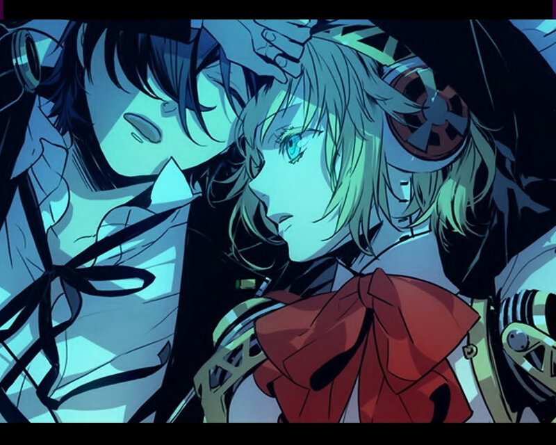 Two Anime Characters — Blue, Dramatic, Night, Headphones