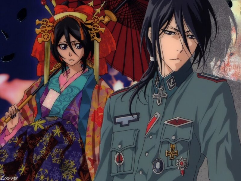 Two Anime Characters — Blue, Dramatic, Night, Kimono