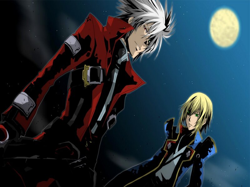 Two Anime Characters — Blue, Dramatic, Night, Moon, Night Sky
