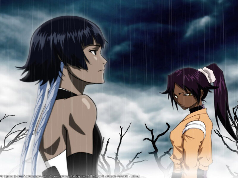 Two Anime Characters — Blue, Dramatic, Night, Rain