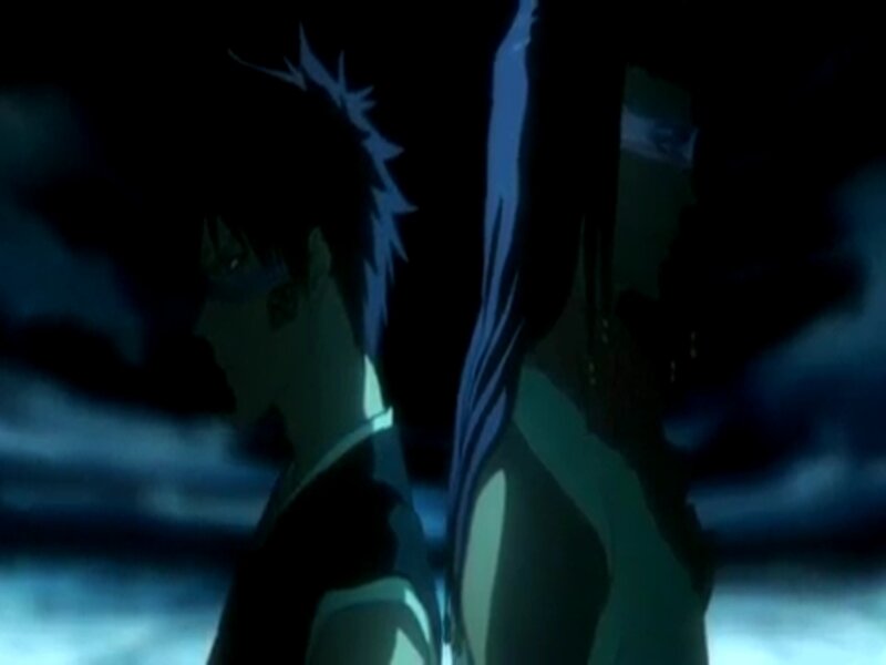 Two Anime Characters — Blue, Dramatic, Night, Silhouette