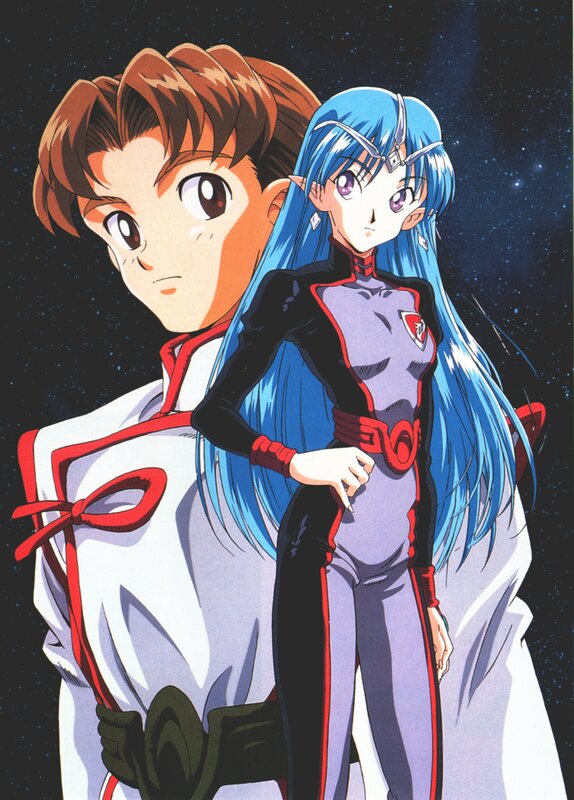 Two Anime Characters — Blue, Dramatic, Night, Space, Uniforms