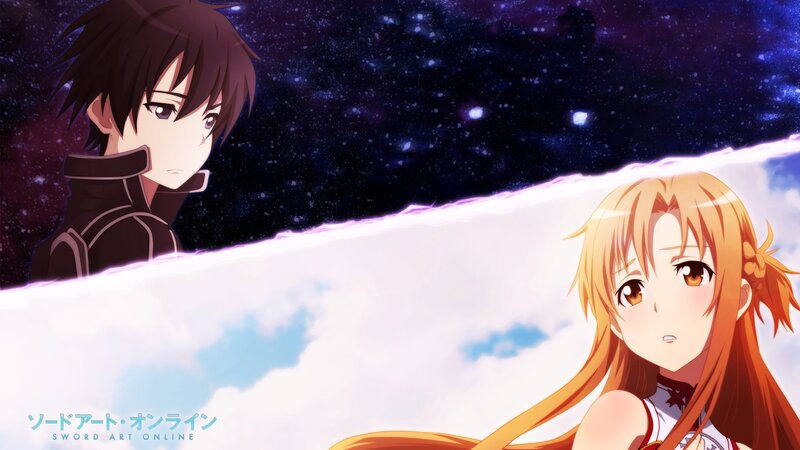 Two Anime Characters — Blue, Dramatic, Night, Stars, Clouds