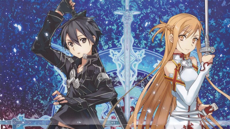 Two Anime Characters — Blue, Dramatic, Night, Swords, Magic