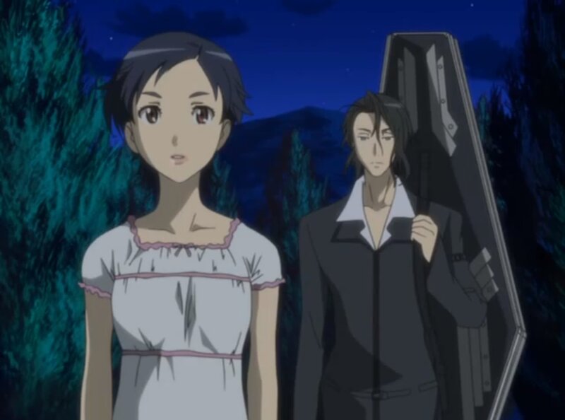 Two Anime Characters — Blue, Dramatic, Night, Woman, Man