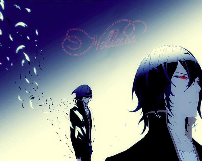 Two Anime Characters — Blue, Dramatic, Red Eyes, Black Hair
