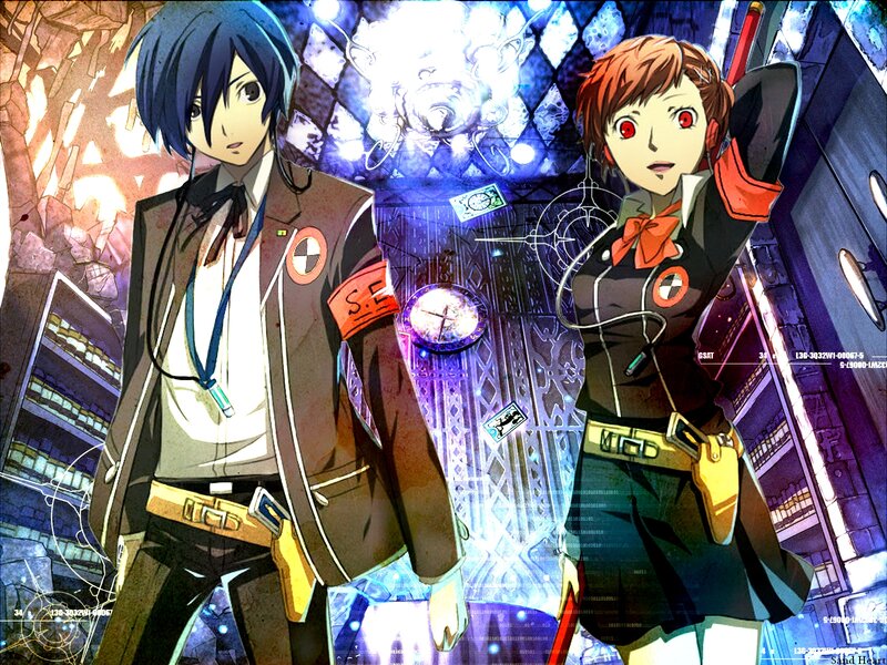 Two Anime Characters — Blue, Dramatic, School Uniforms, Digital Interface