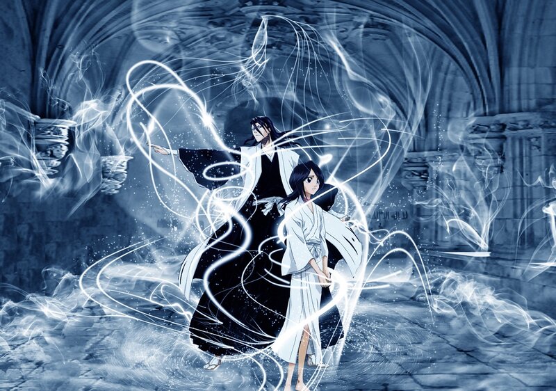 Two Anime Characters — Blue, Dramatic, Spiritual Energy