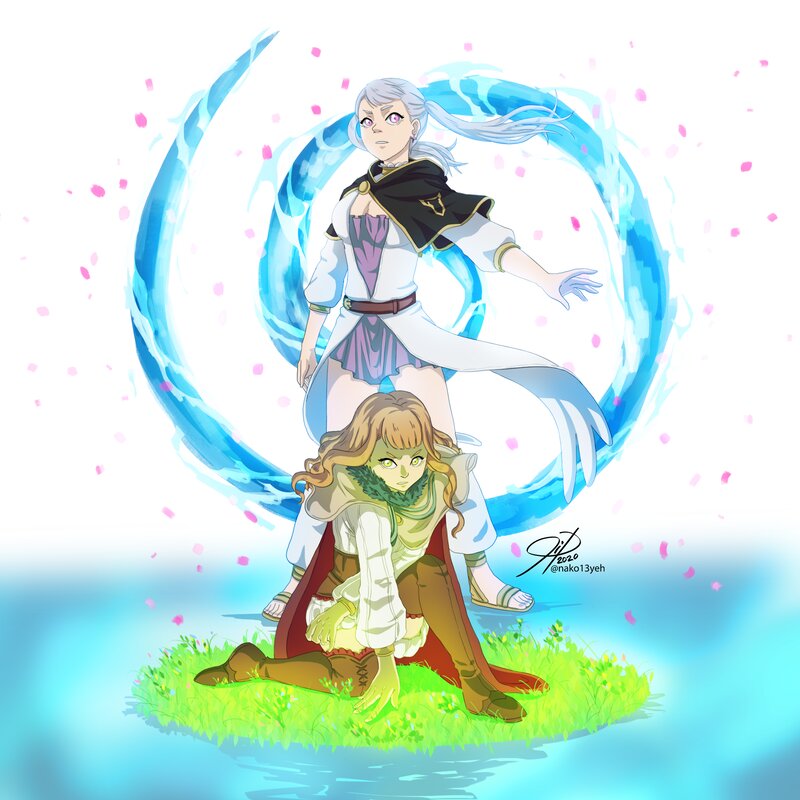 Two Anime Characters — Blue, Dramatic, Spring, Cherry Blossoms