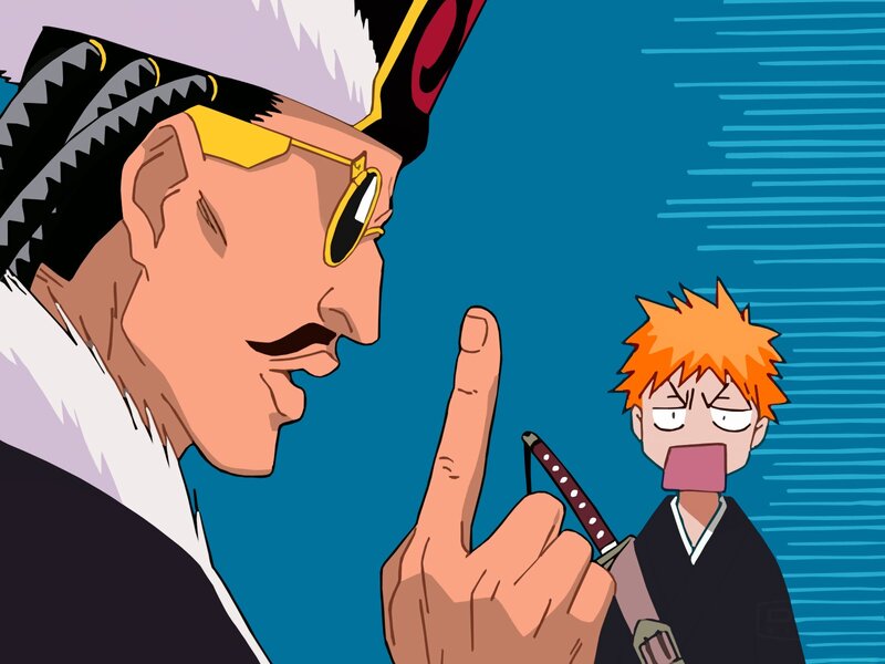 Two Anime Characters — Blue, Dramatic, Sunglasses