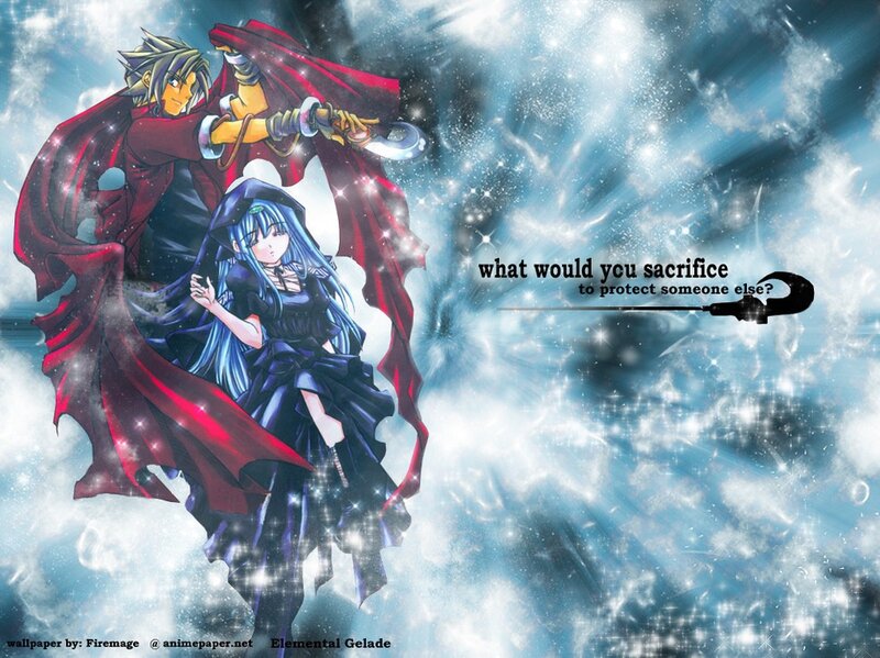 Two Anime Characters — Blue, Dramatic, Sword, Cape