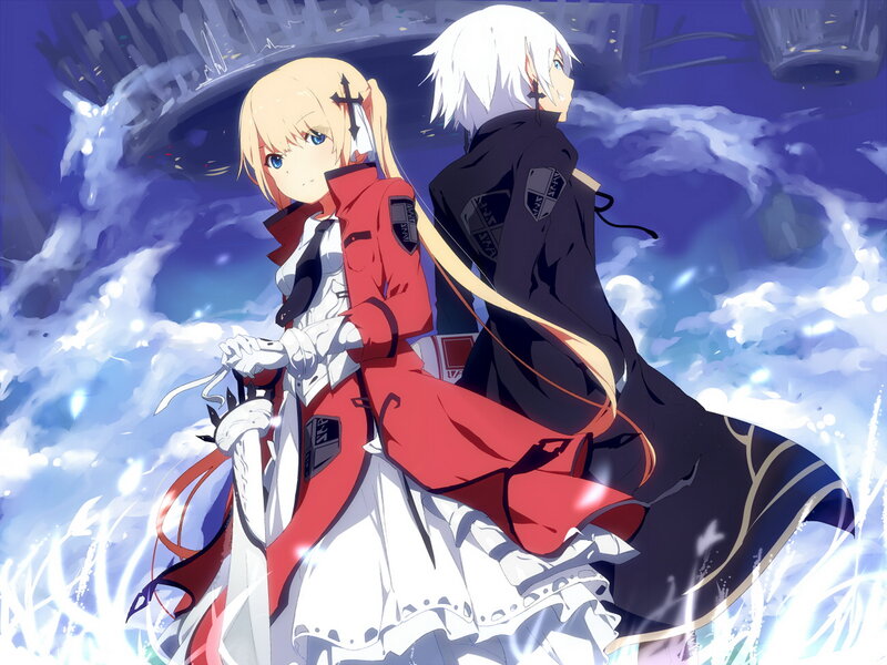 Two Anime Characters — Blue, Dramatic, Sword, Coat