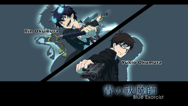 Two Anime Characters — Blue, Dramatic, Sword, Gun
