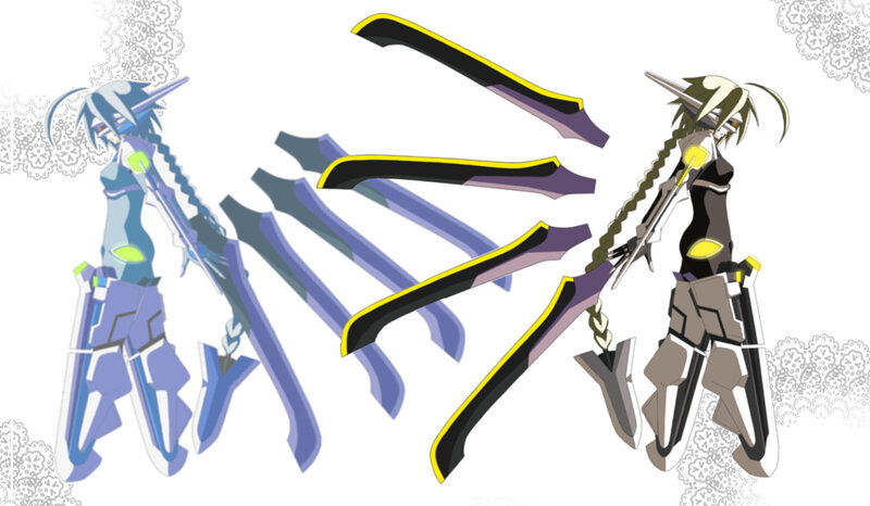 Two Anime Characters — Blue, Dramatic, Swords, Braid