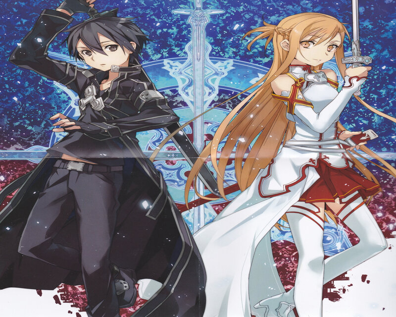 Two Anime Characters — Blue, Dramatic, Swords, Fantasy Background