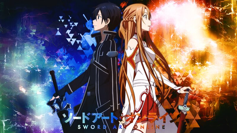 Two Anime Characters — Blue, Dramatic, Swords, Fire