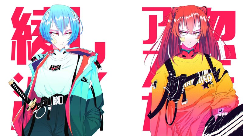 Two Anime Characters — Blue, Dramatic, Swords, Jackets