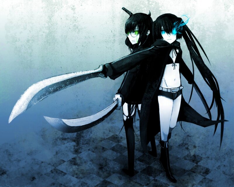 Two Anime Characters — Blue, Dramatic, Swords, Long Hair