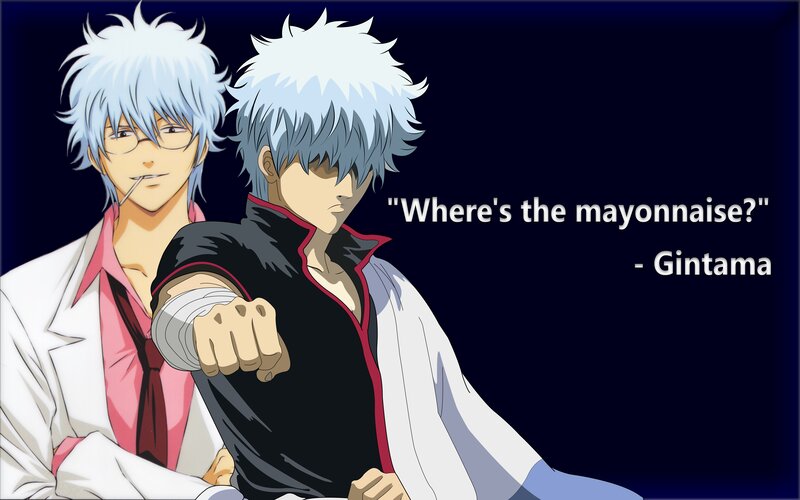 Two Anime Characters — Blue, Dramatic, Text, White Hair