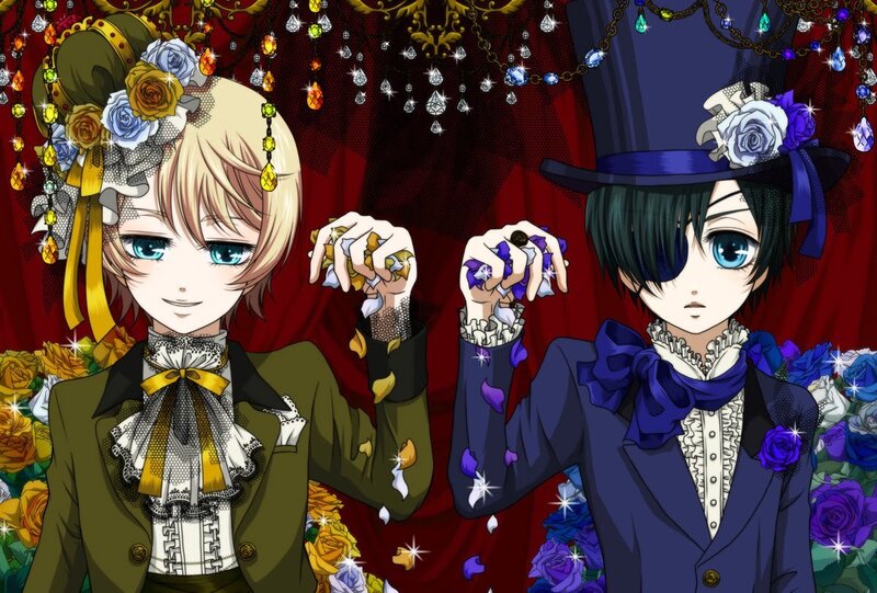 Two Anime Characters — Blue, Dramatic, Top Hats
