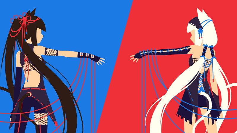 Two Anime Characters — Blue, Dramatic, Vector Art