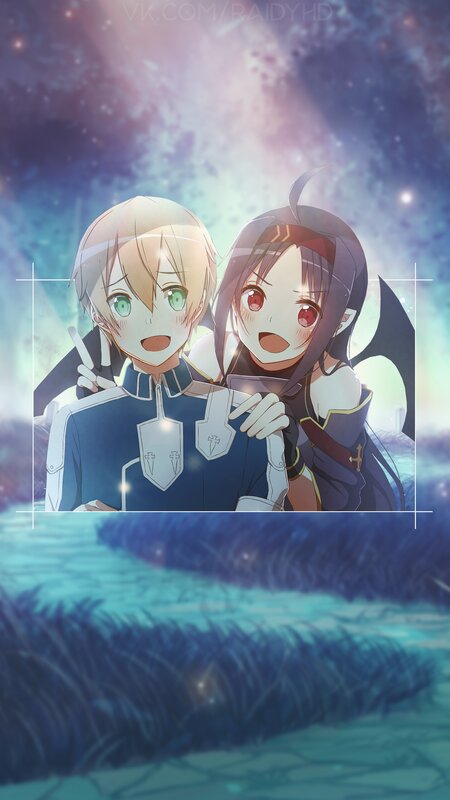 Two Anime Characters — Blue, Dreamy, Night, Character