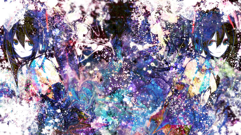 Two Anime Characters — Blue, Dynamic, Digital Art, Splatter