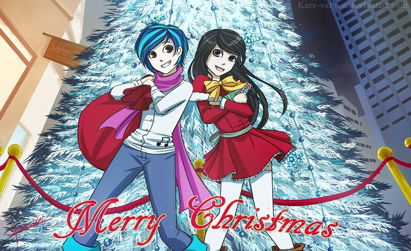 Two Anime Characters — Blue, Festive, Night