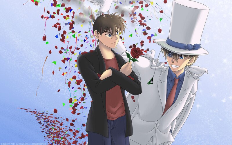 Two Anime Characters — Blue, Festive, Rose
