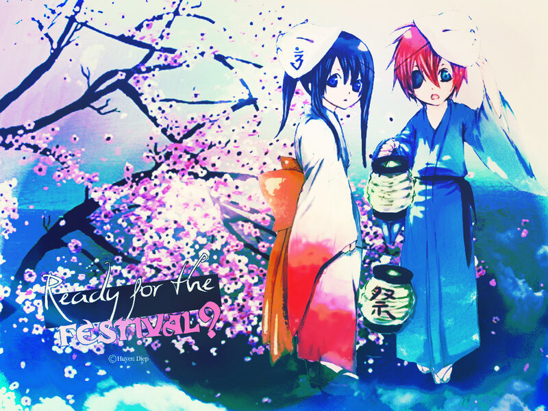 Two Anime Characters — Blue, Festive, Spring