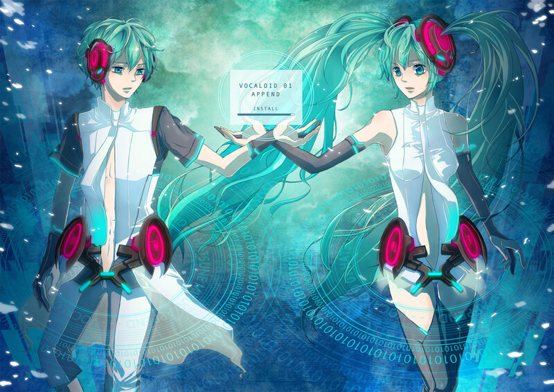 Two Anime Characters — Blue, Futuristic, Headphones