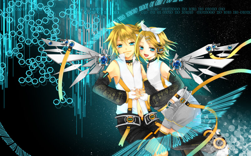 Two Anime Characters — Blue, Futuristic, Night, Digital Art