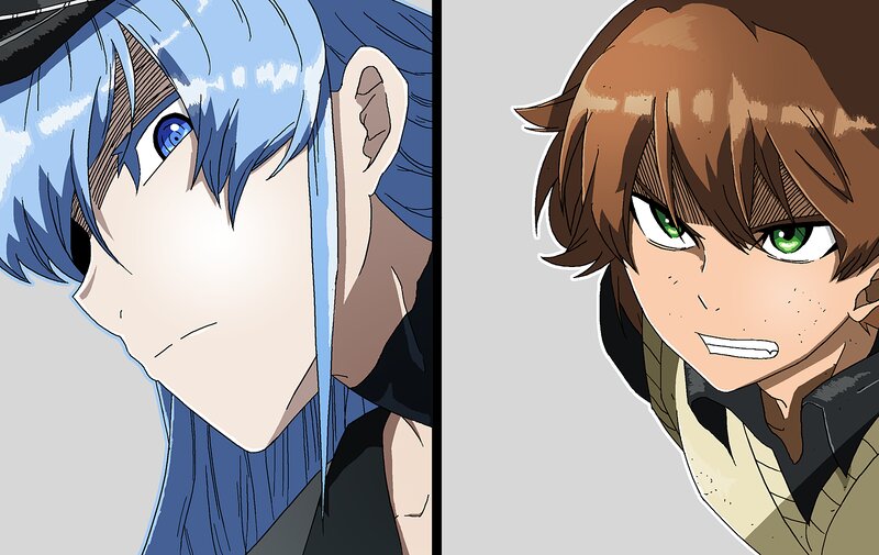 Two Anime Characters — Blue, Intense, Blue Hair