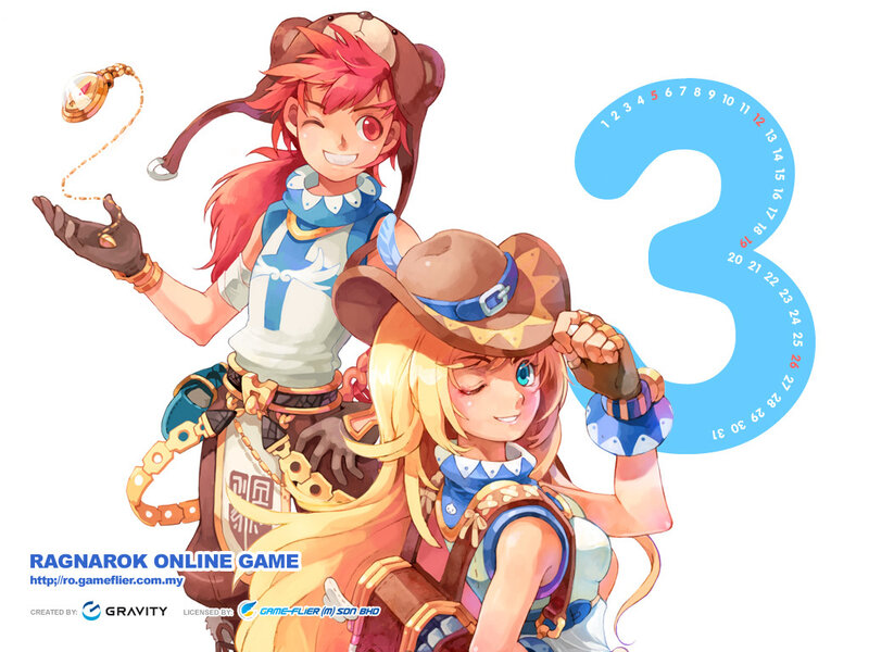 Two Anime Characters — Blue, Playful, Calendar