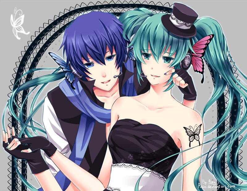 Two Anime Characters — Blue, Playful, Digital Art, Butterfly