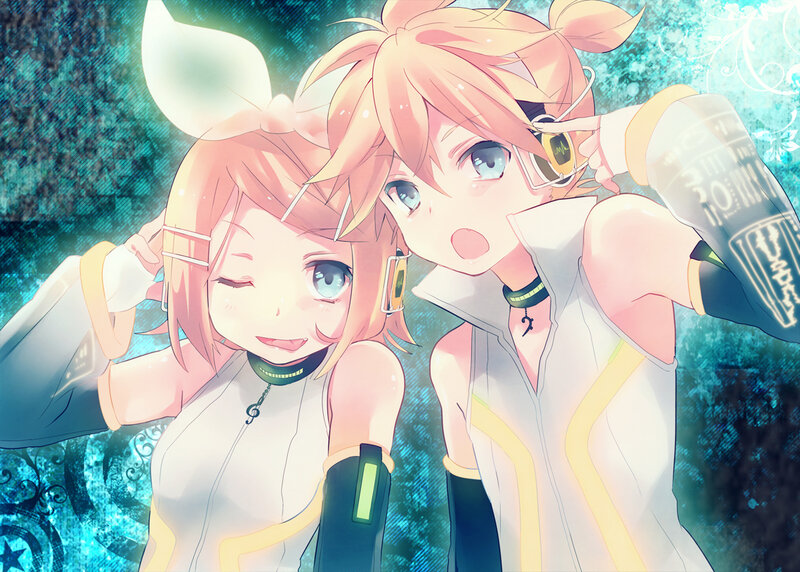 Two Anime Characters — Blue, Playful, Digital Art