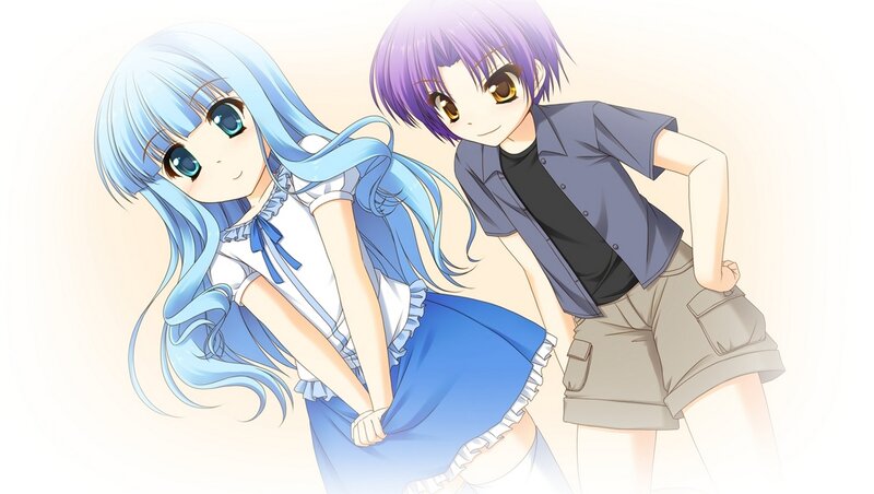 Two Anime Characters — Blue, Playful, Girl