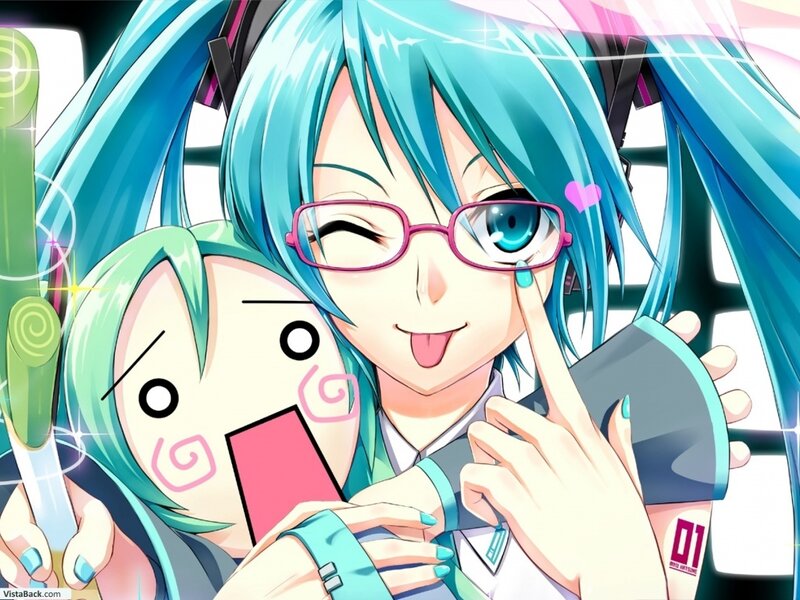 Two Anime Characters — Blue, Playful, Glasses