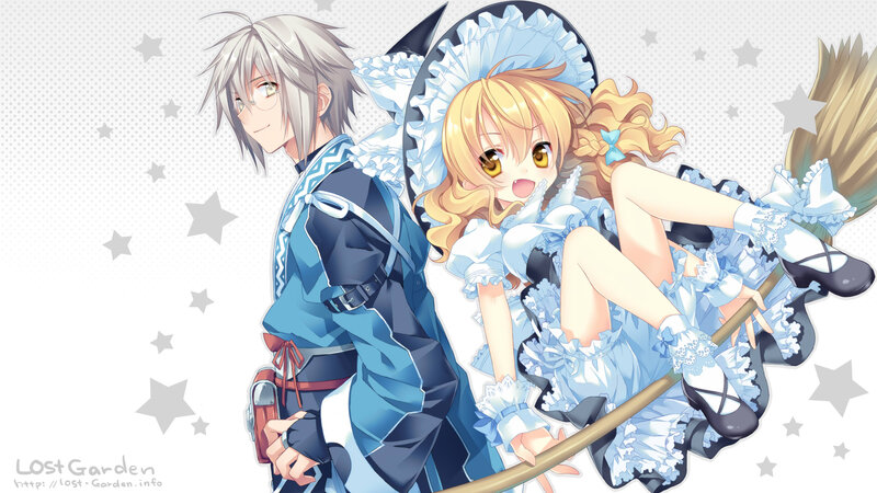 Two Anime Characters — Blue, Playful, Stars, Broomstick