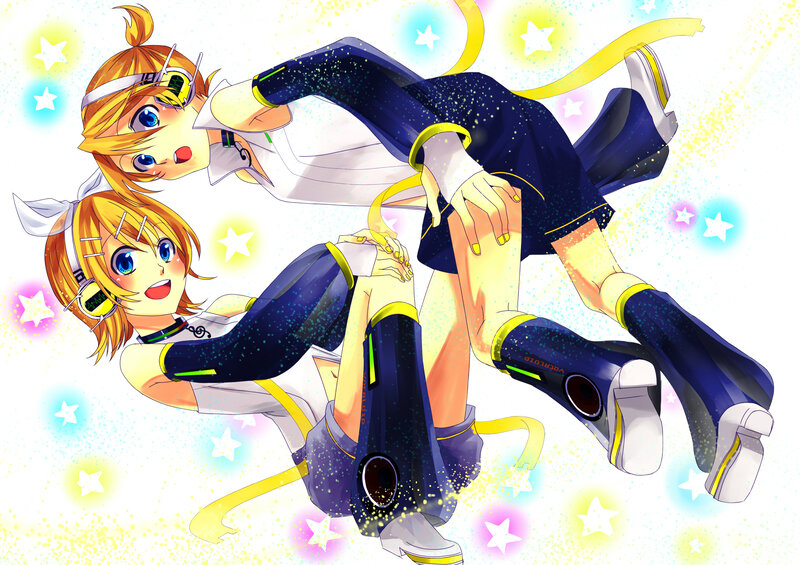 Two Anime Characters — Blue, Playful, Stars