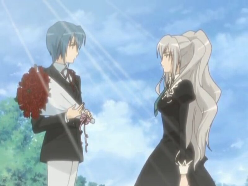 Two Anime Characters — Blue, Serene, Afternoon, Flowers